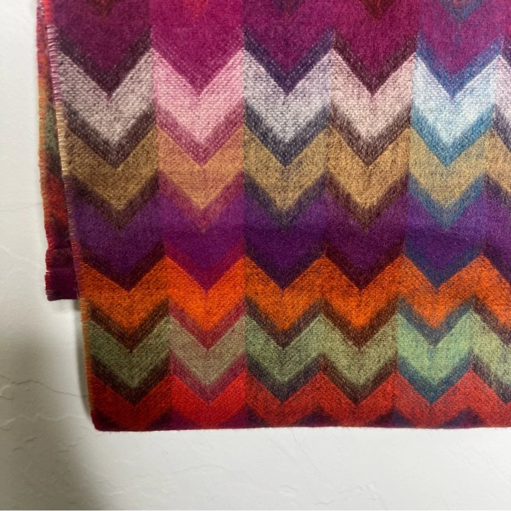 Dillard’s chevron print scarf, colorful, purple & orange